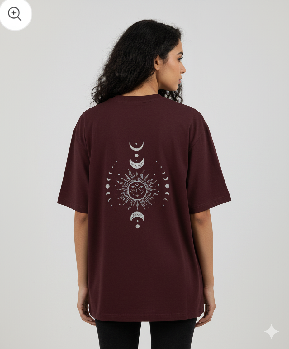 maroon graphic oversized t shirt unisex relaxed fit cotton dimixo