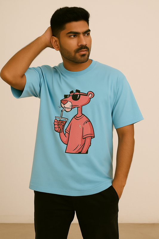 pink panther graphic oversized t shirt unisex relaxed fit cotton dimixo